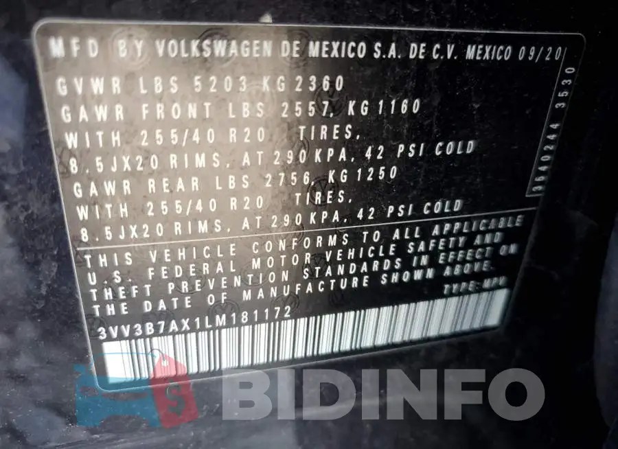 3VV3B7AX1LM181172 Photo# 13