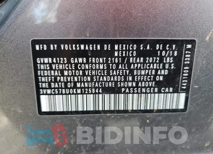 3VWC57BU0KM125844 Photo# 12