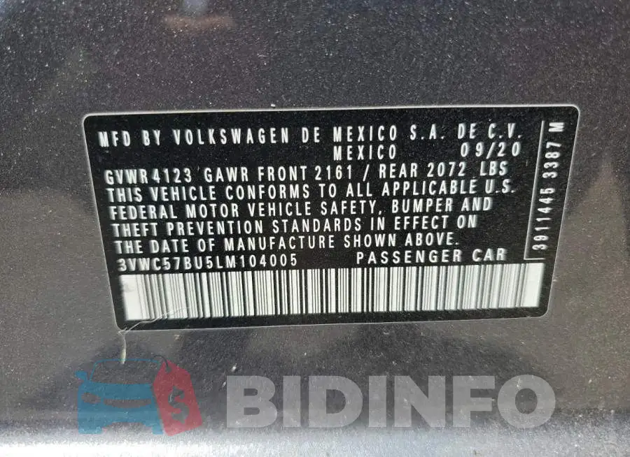 3VWC57BU5LM104005 Photo# 12