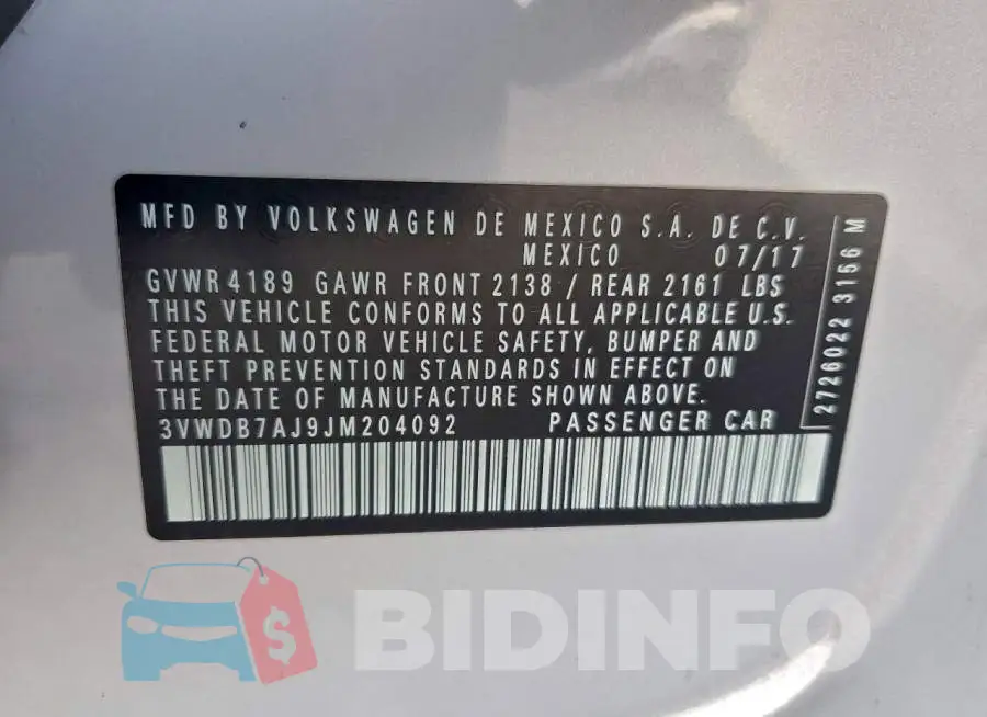 3VWDB7AJ9JM204092 Photo# 12