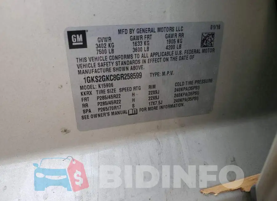1GKS2GKC8GR258599 Photo# 13