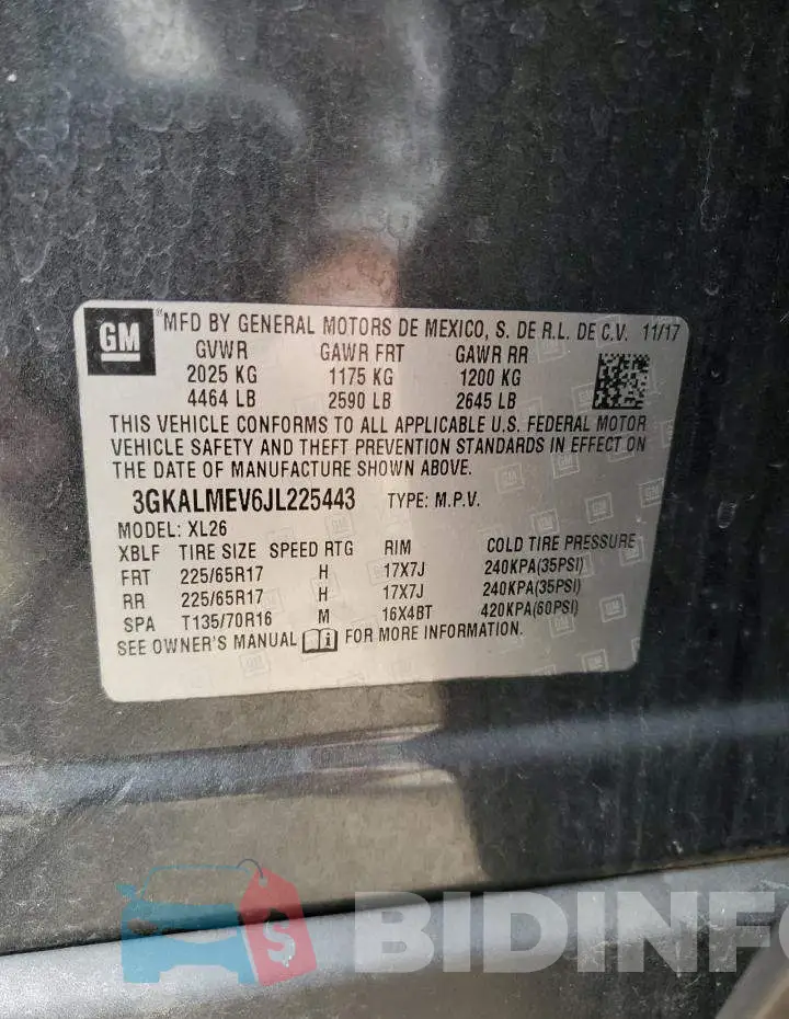 3GKALMEV6JL225443 Photo# 12