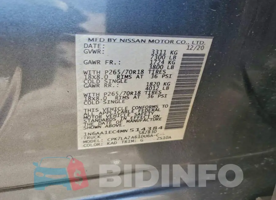 1N6AA1EC4MN514384 Photo# 12