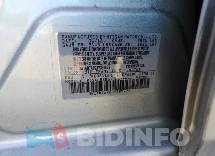 3N1AB7AP2JY337475 Photo# 12