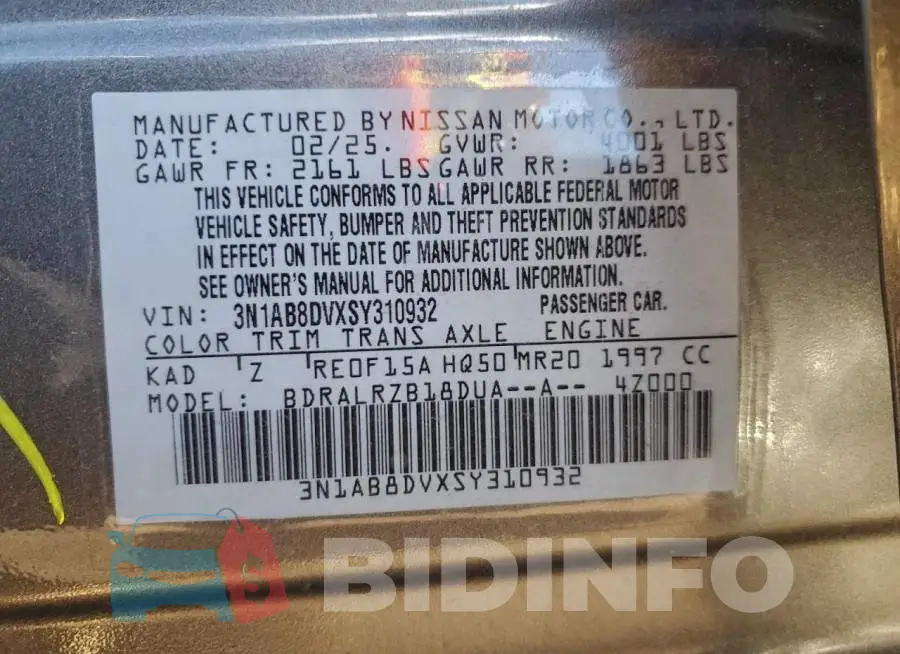 3N1AB8DVXSY310932 Photo# 12