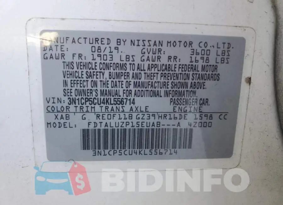 3N1CP5CU4KL556714 Photo# 12