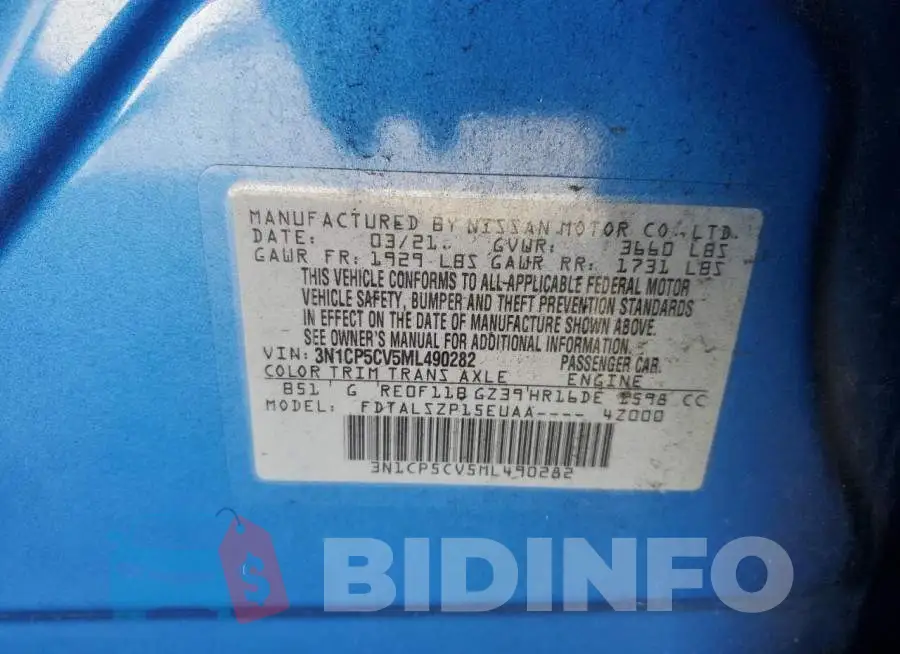 3N1CP5CV5ML490282 Photo# 13