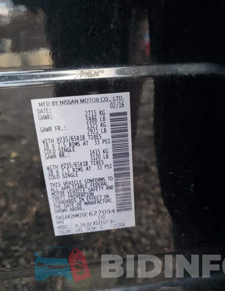 5N1AR2MM2GC627094 Photo# 13