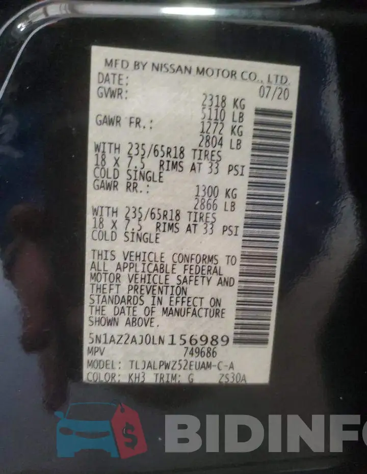 5N1AZ2AJ0LN156989 Photo# 13