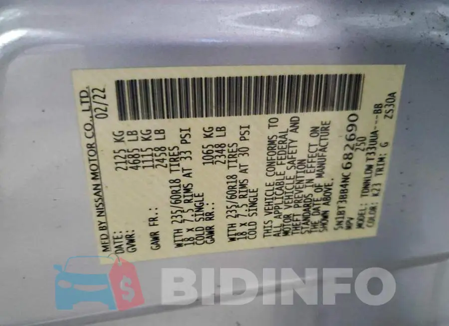 5N1BT3BB4NC682690 Photo# 13