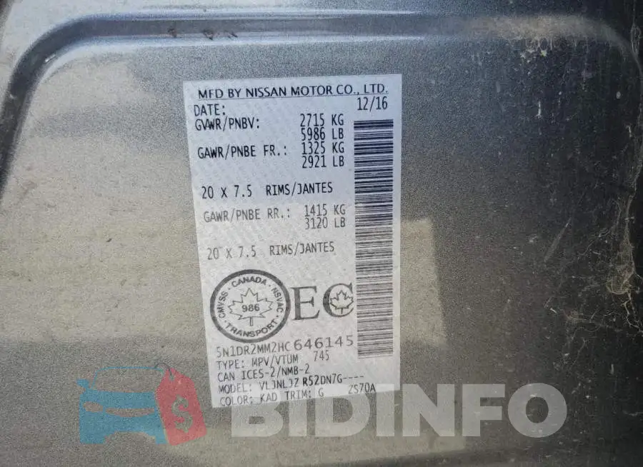 5N1DR2MM2HC646145 Photo# 13