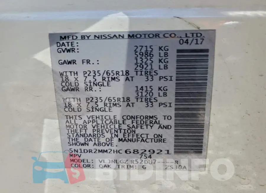 5N1DR2MM2HC682921 Photo# 14