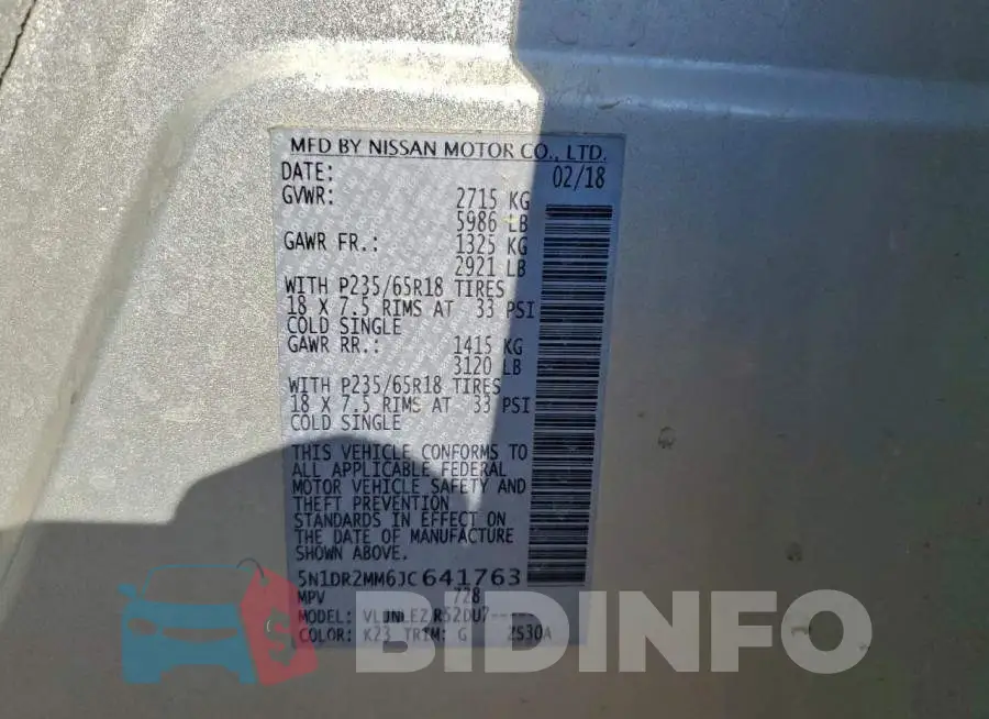 5N1DR2MM6JC641763 Photo# 13