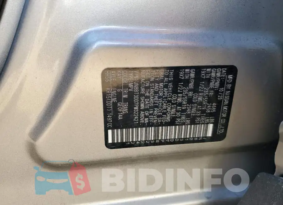 JN8BT3DD7PW322421 Photo# 12