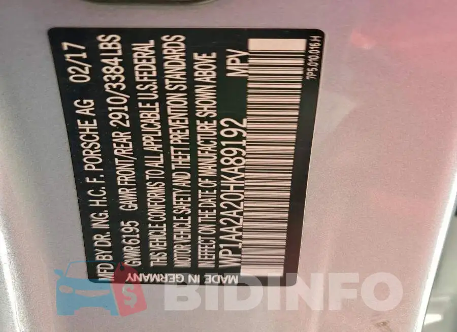 WP1AA2A20HKA89192 Photo# 12