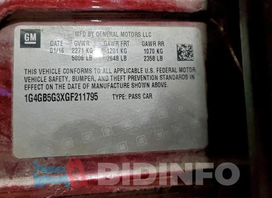 1G4GB5G3XGF211795 Photo# 12