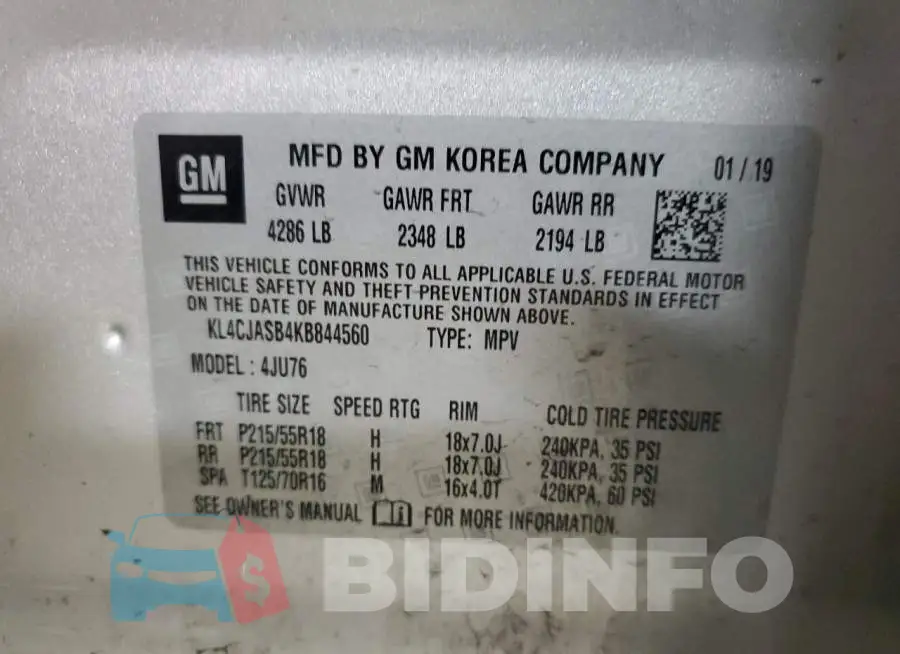 KL4CJASB4KB844560 Photo# 13