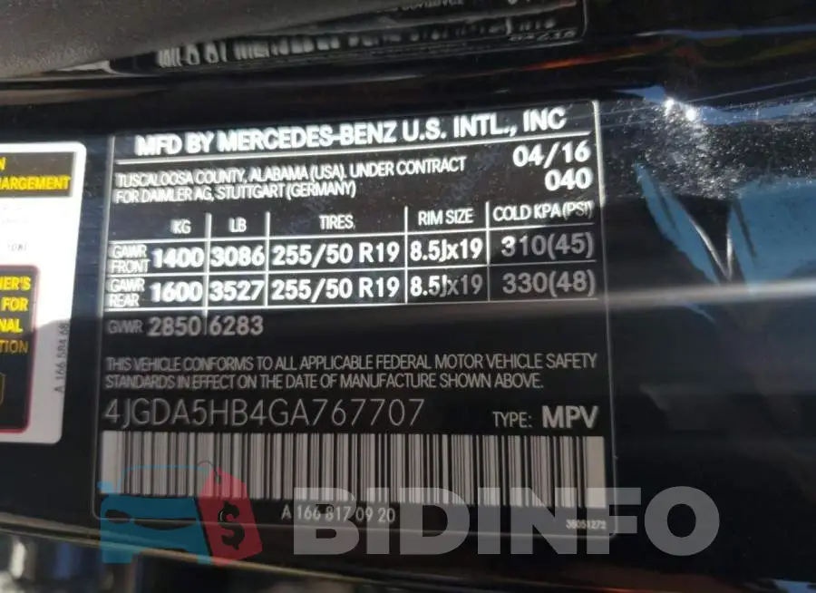 4JGDA5HB4GA767707 Photo# 13