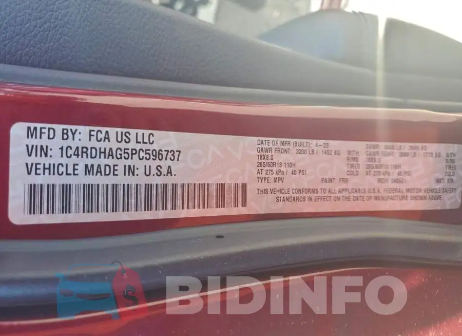 1C4RDHAG5PC596737 Photo# 13