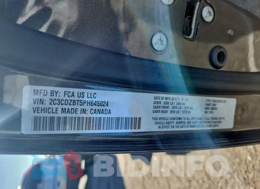 2C3CDZBT5PH645024 Photo# 12