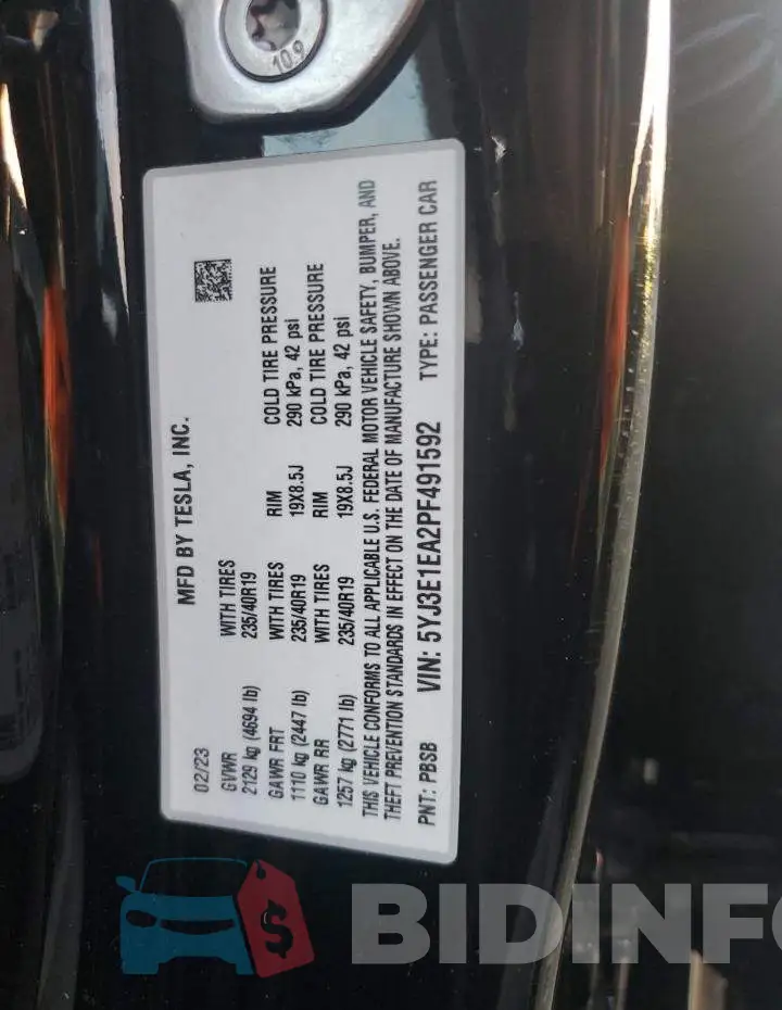 5YJ3E1EA2PF491592 Photo# 12
