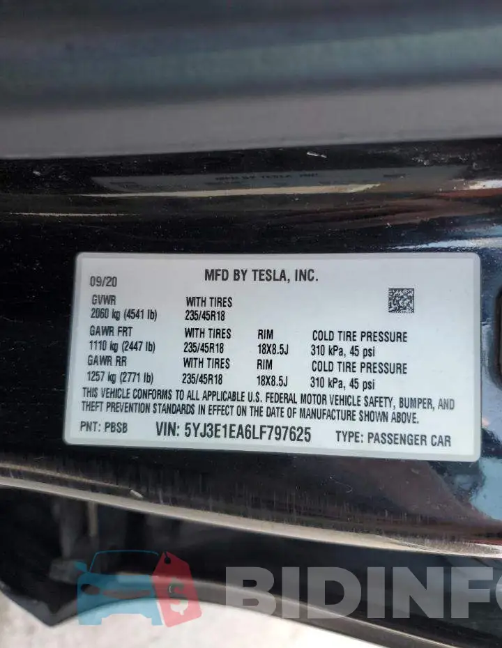 5YJ3E1EA6LF797625 Photo# 12