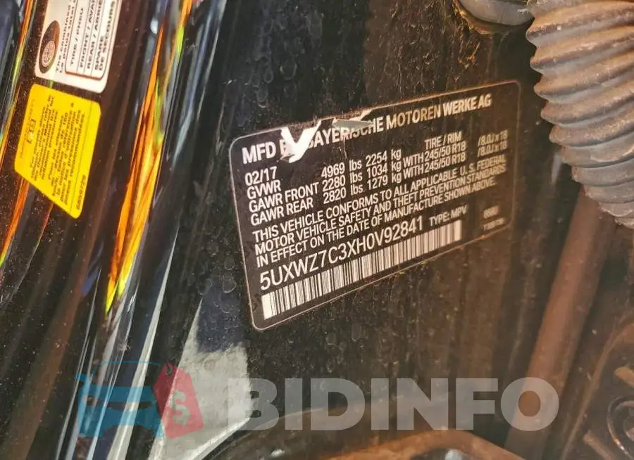 5UXWZ7C3XH0V92841 Photo# 14