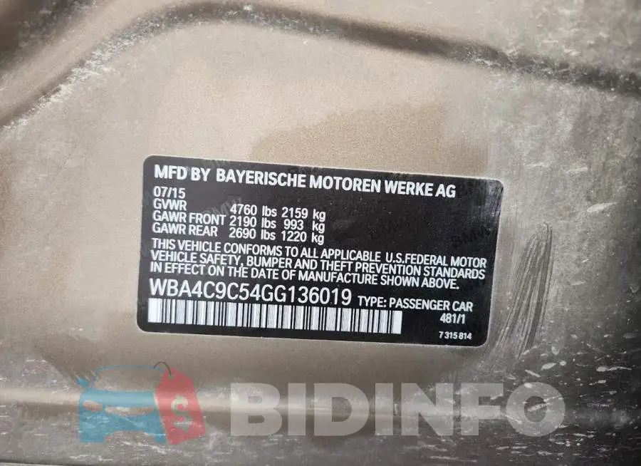 WBA4C9C54GG136019 Photo# 12