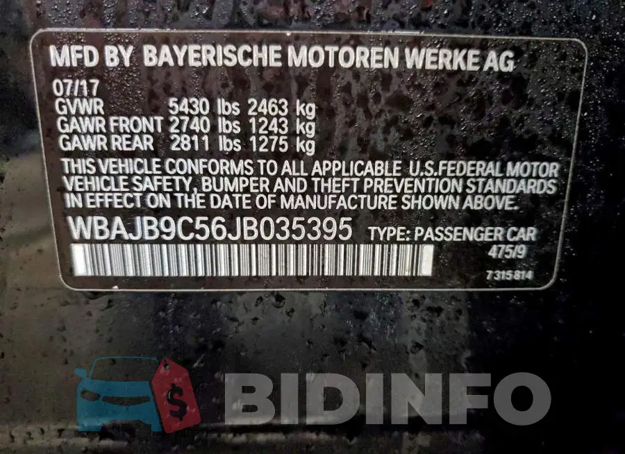WBAJB9C56JB035395 Photo# 12