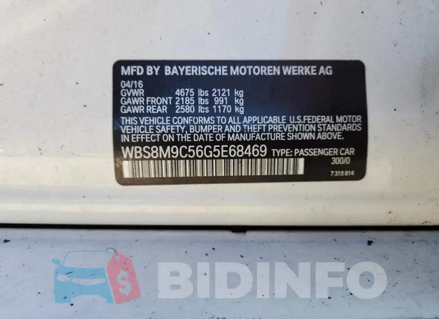 WBS8M9C56G5E68469 Photo# 12