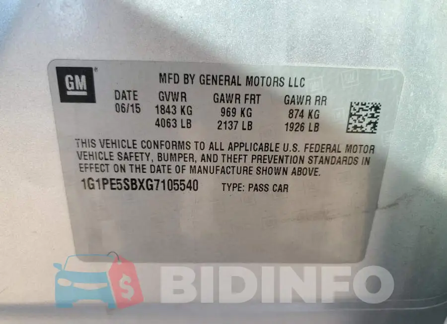 1G1PE5SBXG7105540 Photo# 12
