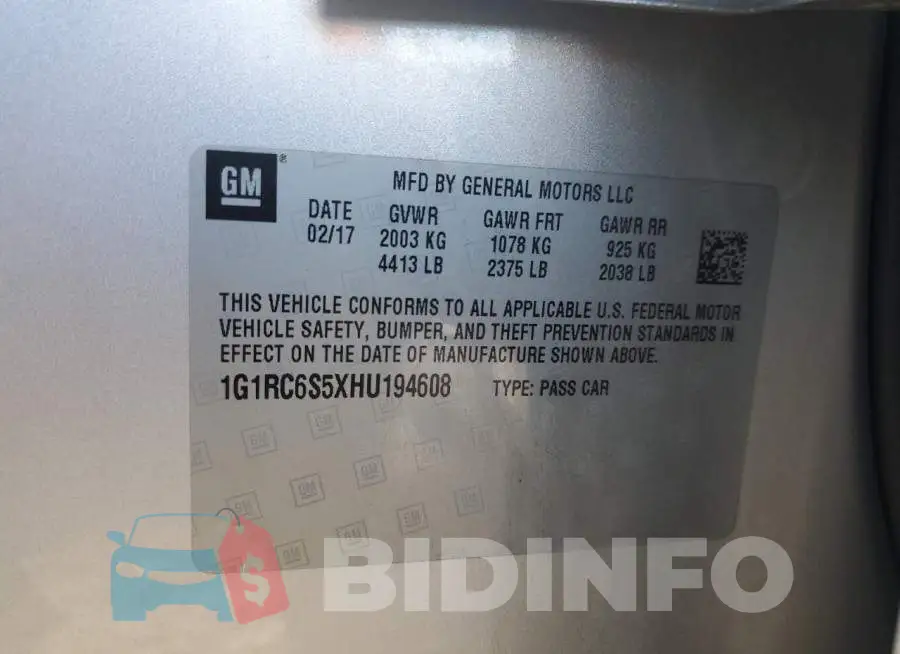 1G1RC6S5XHU194608 Photo# 12