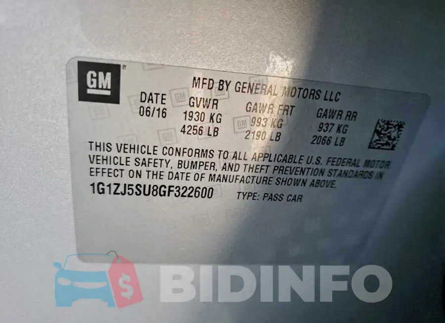 1G1ZJ5SU8GF322600 Photo# 12