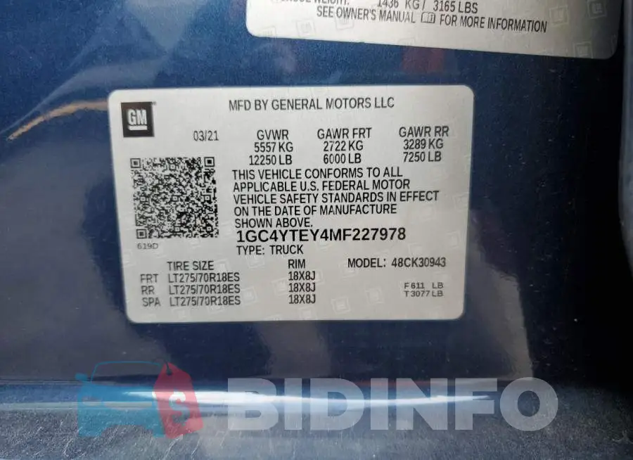 1GC4YTEY4MF227978 Photo# 12