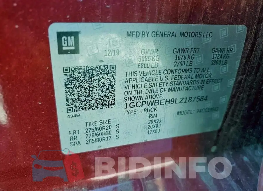 1GCPWBEH9LZ187584 Photo# 12