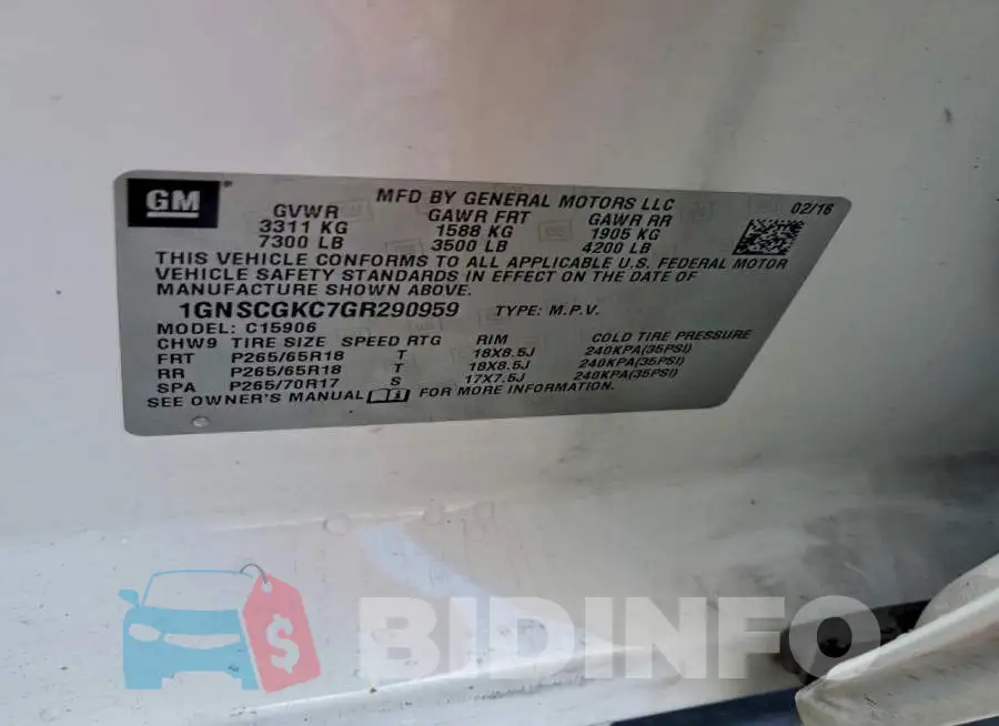 1GNSCGKC7GR290959 Photo# 14