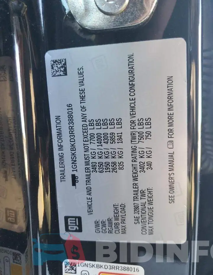1GNSKBKD3RR388016 Photo# 13