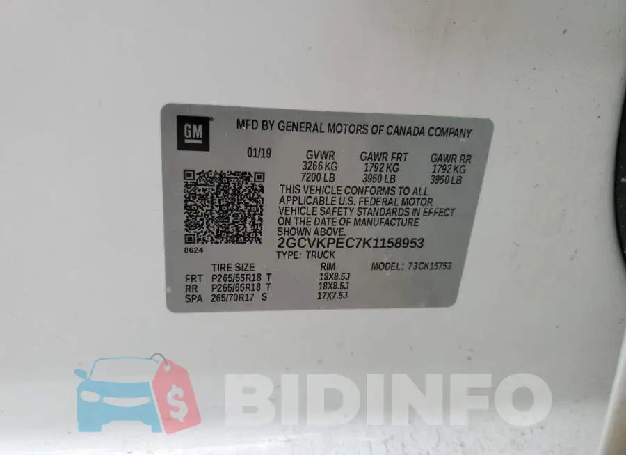 2GCVKPEC7K1158953 Photo# 13