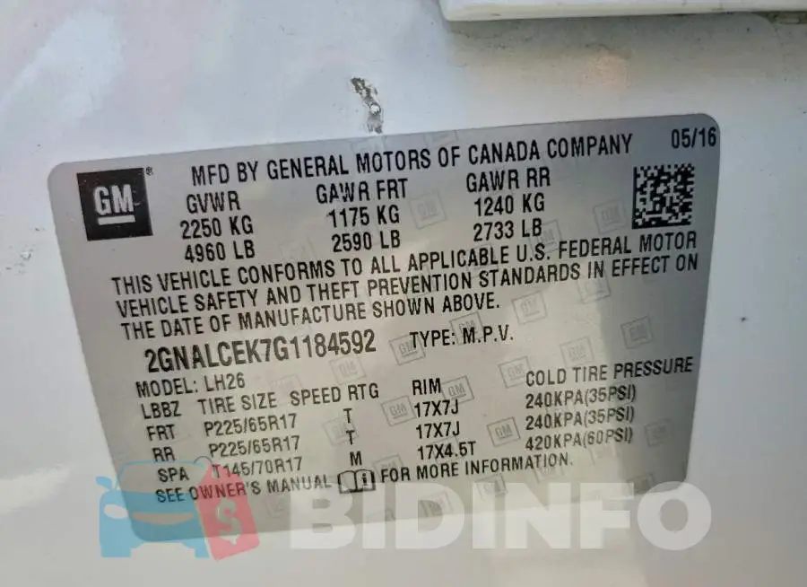 2GNALCEK7G1184592 Photo# 13