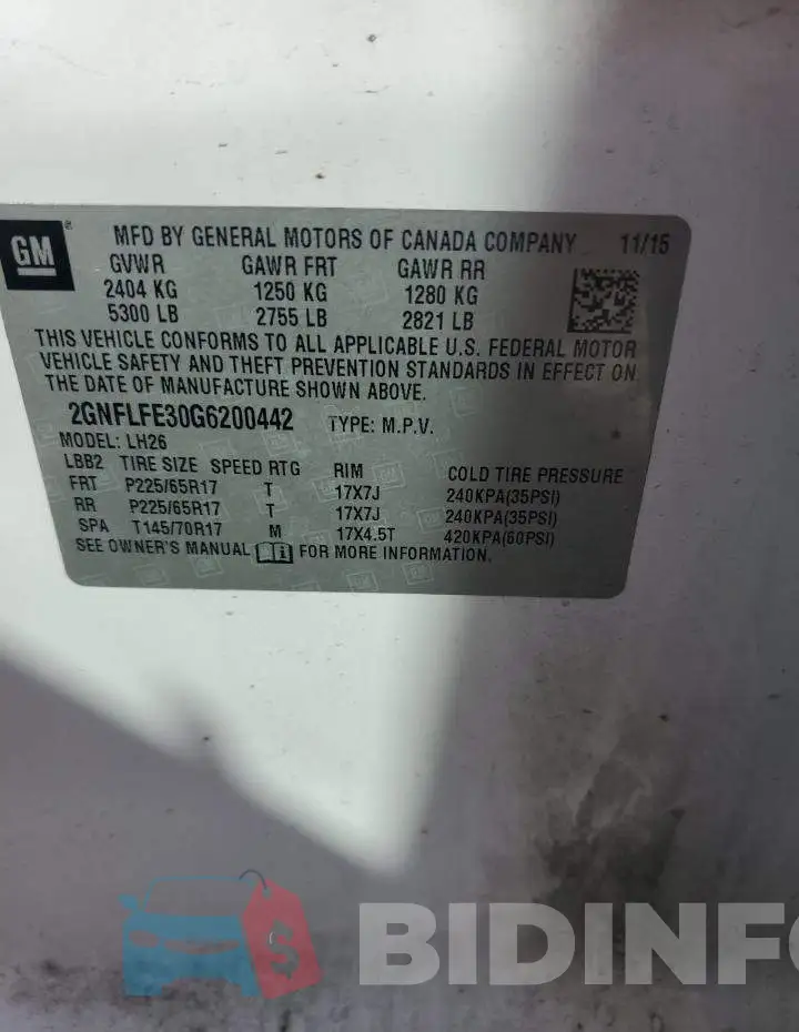 2GNFLFE30G6200442 Photo# 14