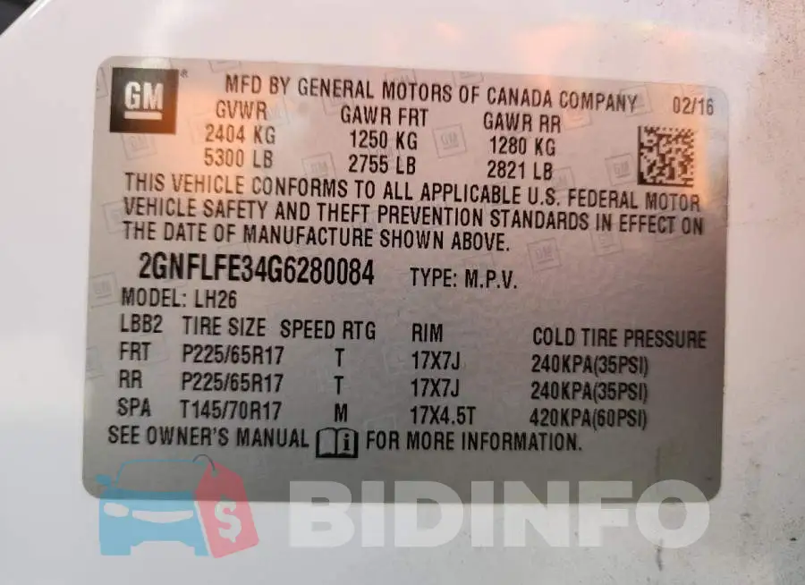 2GNFLFE34G6280084 Photo# 13