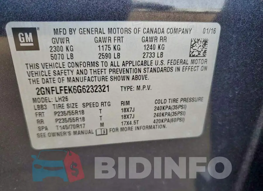 2GNFLFEK6G6232321 Photo# 14