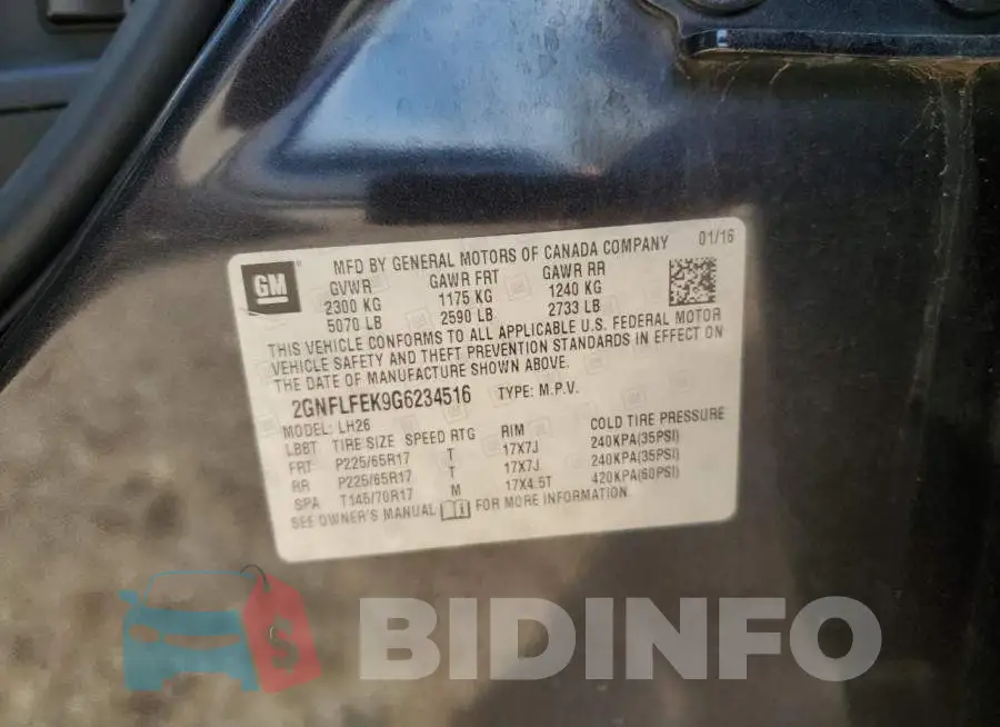 2GNFLFEK9G6234516 Photo# 14
