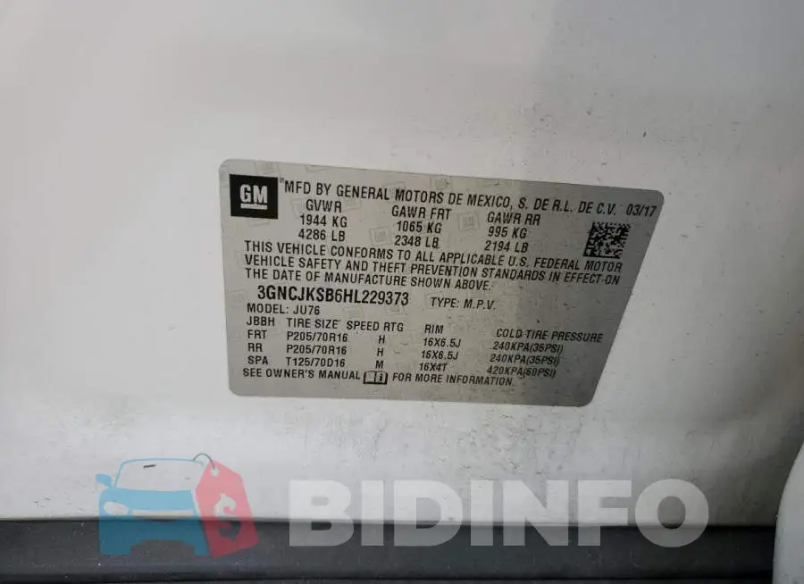 3GNCJKSB6HL229373 Photo# 13