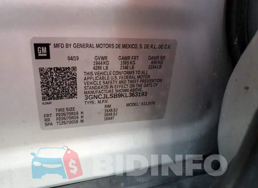3GNCJLSB9KL363193 Photo# 14