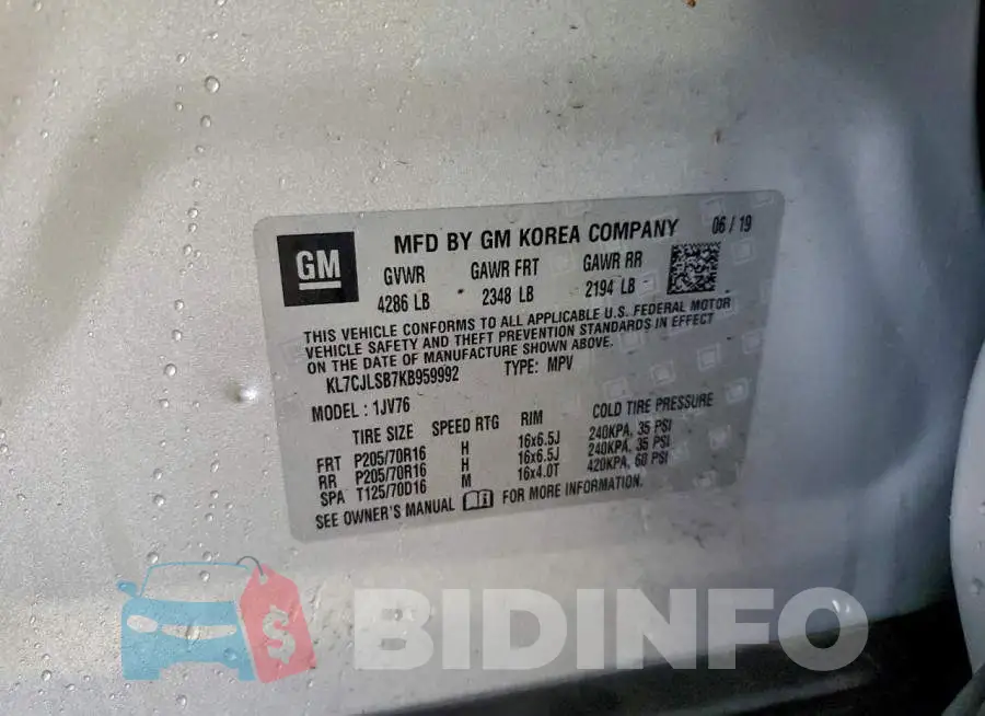 KL7CJLSB7KB959992 Photo# 12