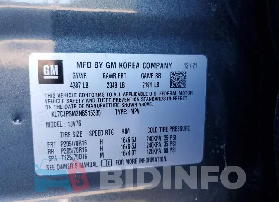 KL7CJPSM2NB515335 Photo# 14