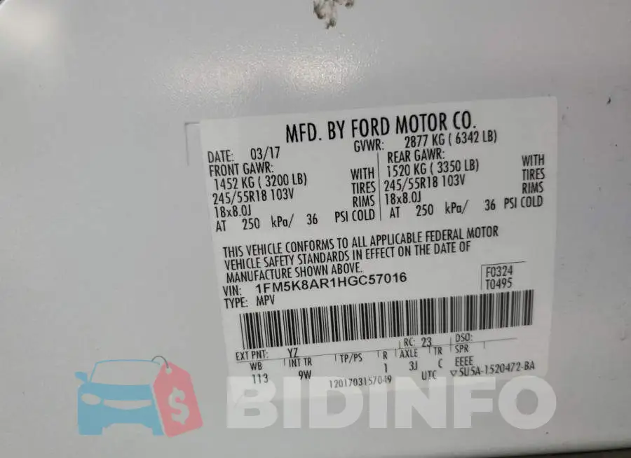 1FM5K8AR1HGC57016 Photo# 13