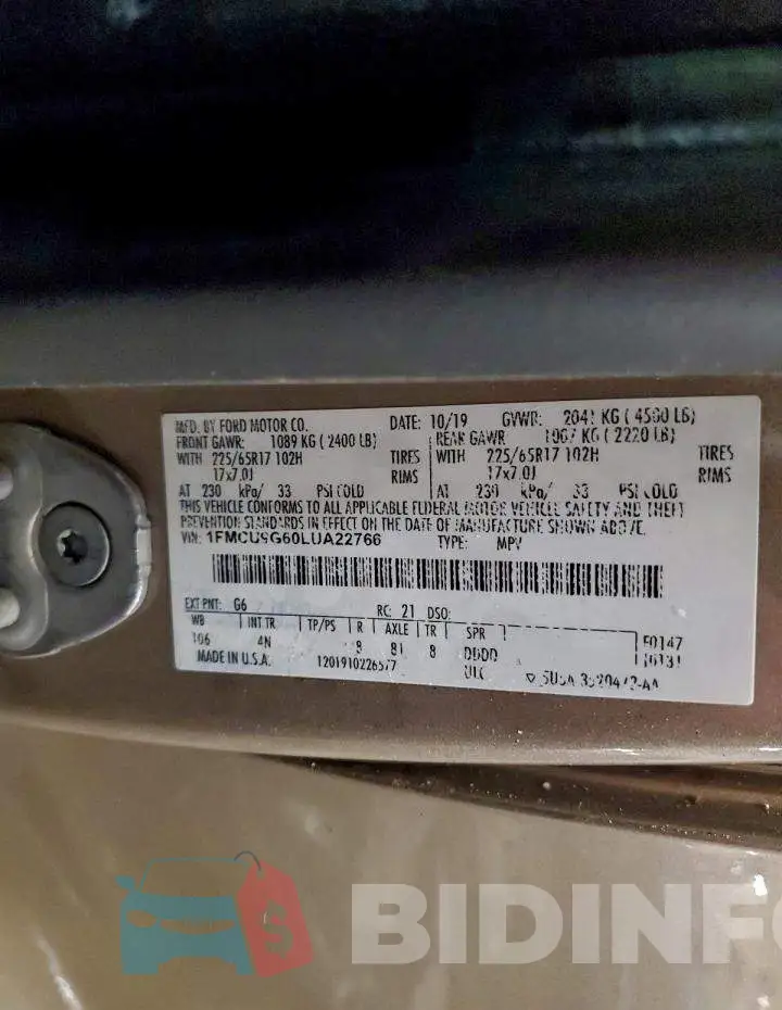 1FMCU9G60LUA22766 Photo# 13