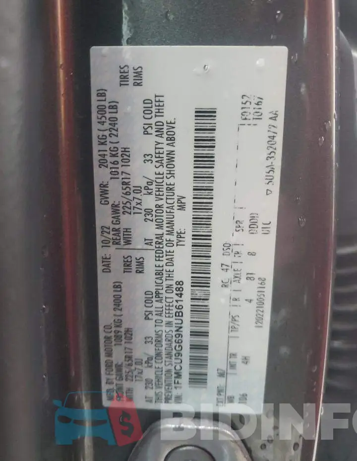 1FMCU9G69NUB61488 Photo# 14